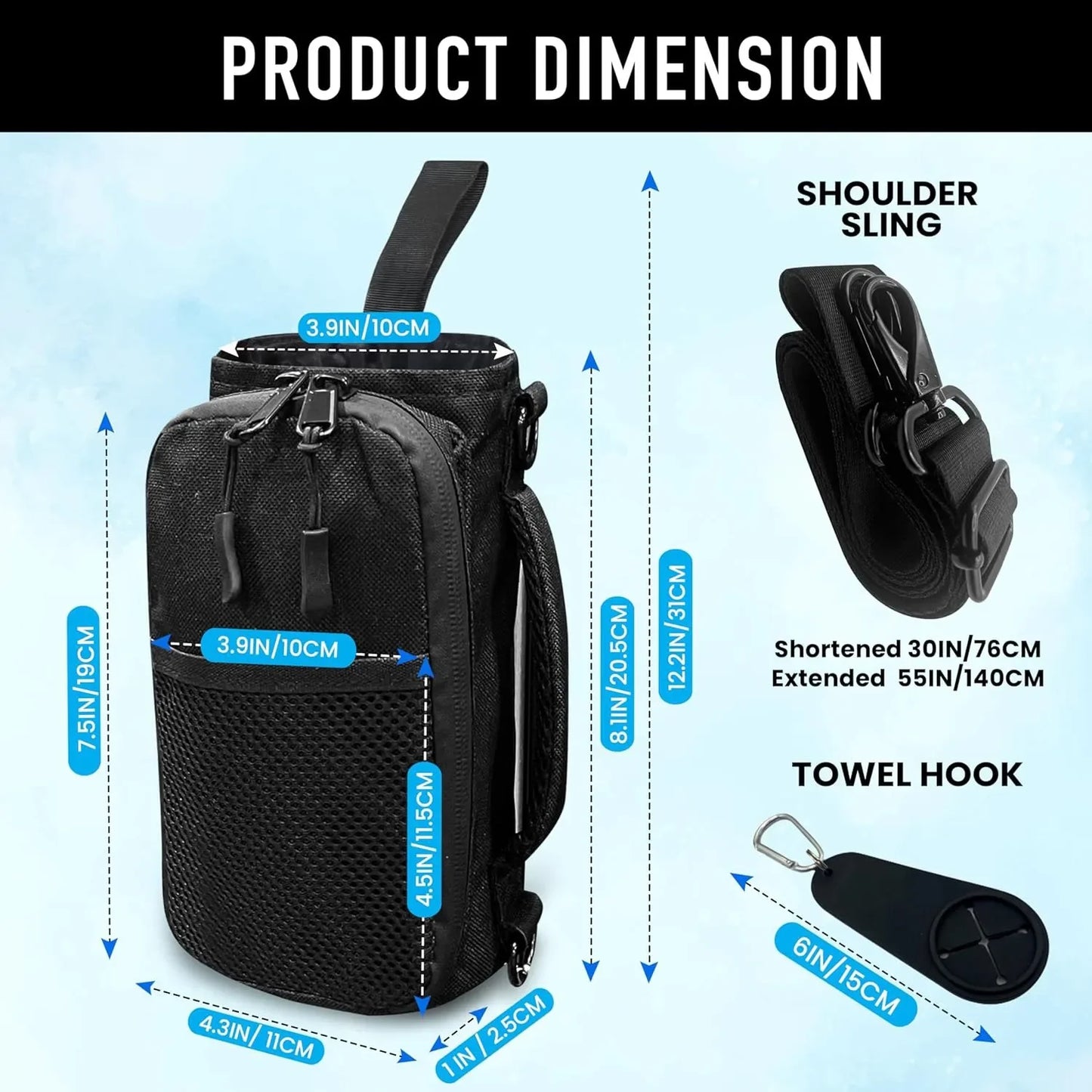 A magnetic fitness bag for both men and women, featuring a adjustable shoulder strap, a magnetic bag for holding office water bo