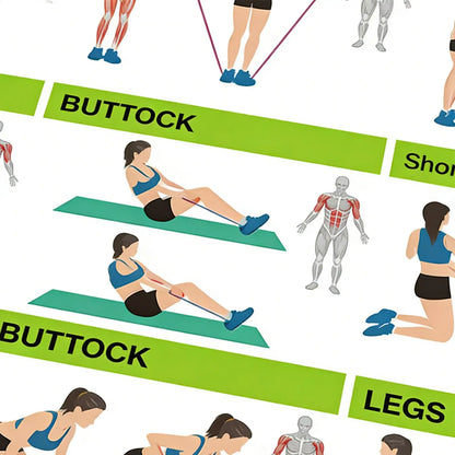 Workout Posters Resistance Bands Fitness Accessories Womens Strength Training Guide Gym Decor for Muscle Building Stretching
